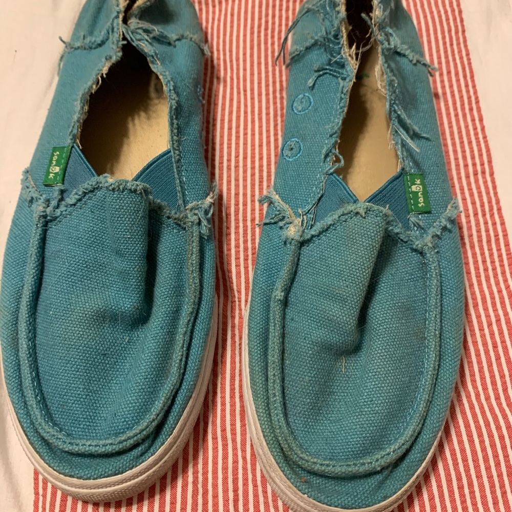 Teal Sanuk Slip Ons
